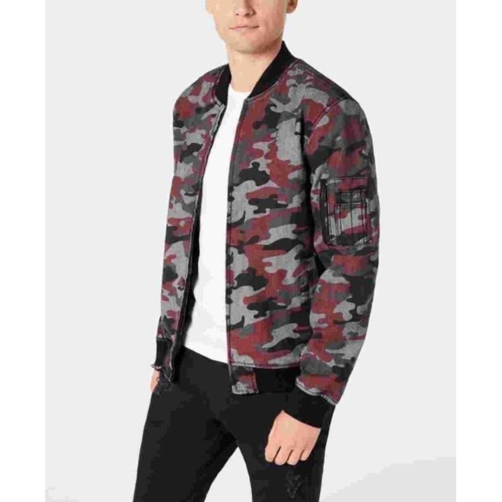American Rag Men's Frankie Camo Bomber Jacket Red Sz S